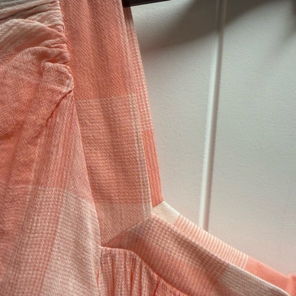 Chaps Size XL Peach Pink 100% Gauze Cotton Ruffle Hem 3/4 Sleeve Shirt - Picture 5 of 11